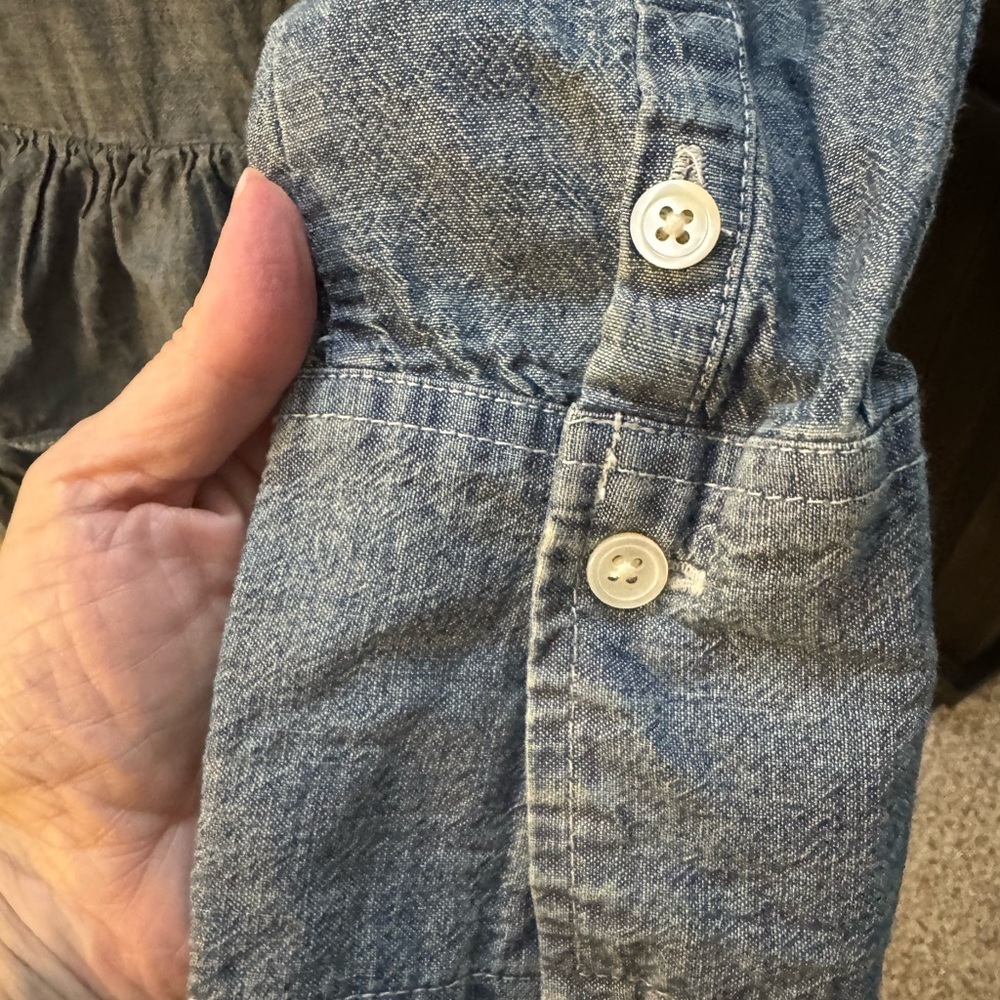 J. Crew Blue Kids Button Down Shirt with Ruffles - Picture 7 of 7